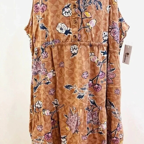 NWT SONOMA Women Sleeveless Pullover Brown Elastic Waist V-Neck Dress Size 4X - Picture 2 of 15